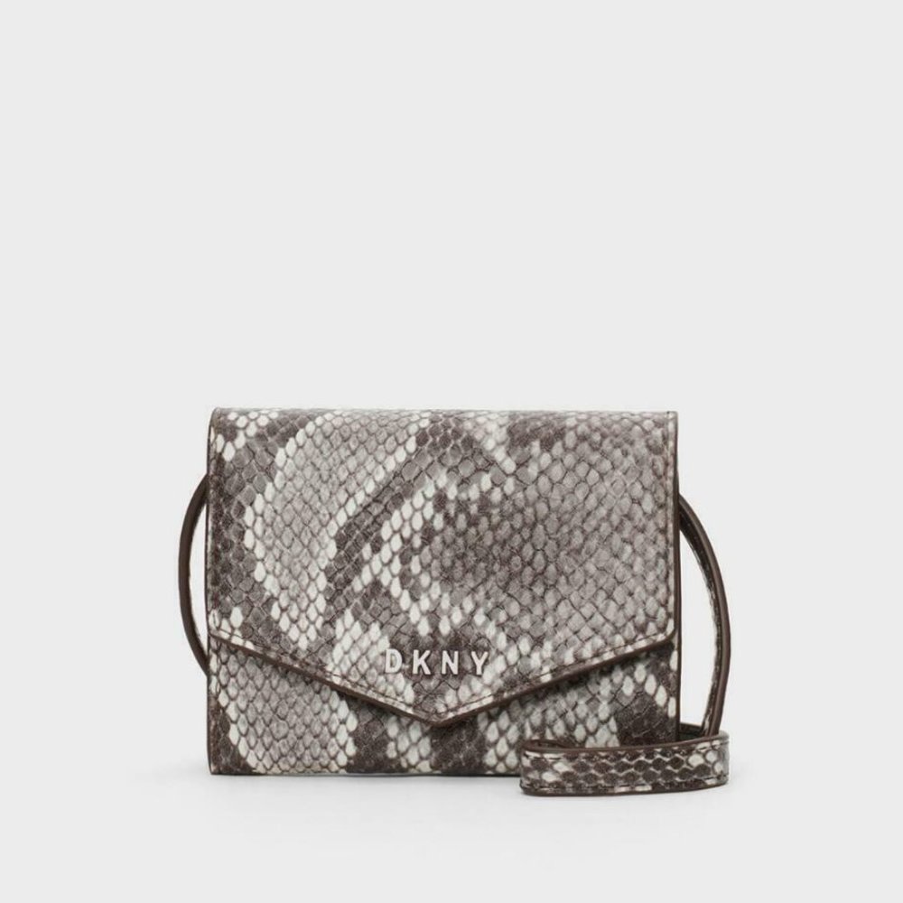 DKNY Envelope Card Holder w/ Strap Python Pattern